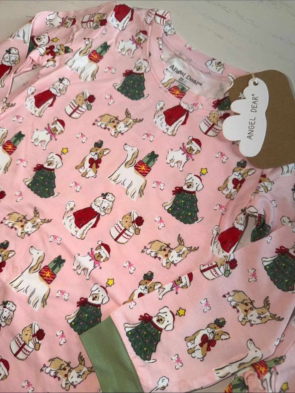Angel Dear Christmas Holiday Dogs Puppy Pajama Set 2T 3-4 5-6 7-8